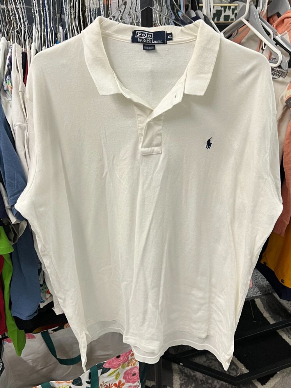 Polo Ralph Lauren Shirt Mens 2XL White Cream Cotton Golf Yacht (read)